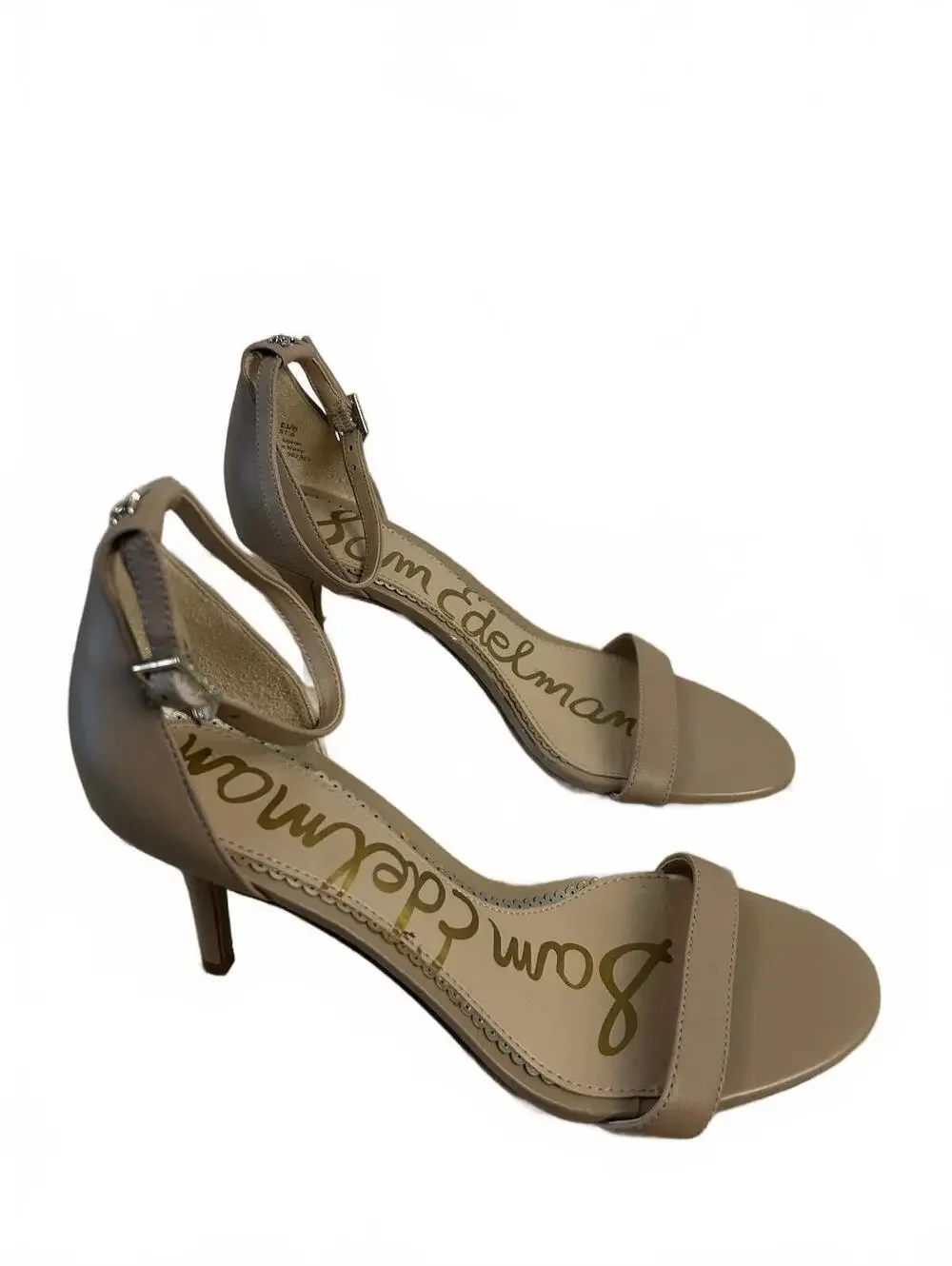 Sam Edelman Beige Leather Ankle Strap Sandals Size 7.5 US / 37.5 EUR
